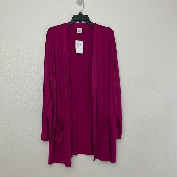 CIELO SOFT & SEXY WITH PERFECT STRETCH MERLOT RAYON OPEN FRONT LS CARDIGAN XL - Picture 1 of 11